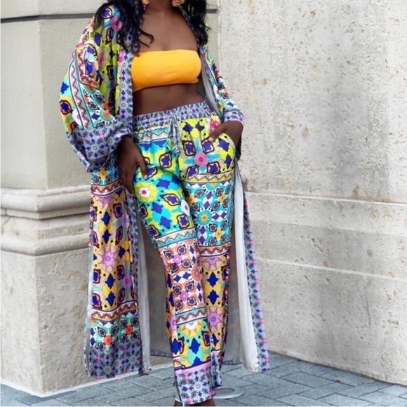 ZARA PRINTED BELTED KIMONO - Picture 10 of 11